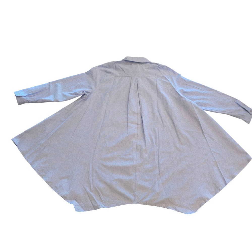 Tuba Butik Light Blue Asymmetric Cotton Poplin Button Down Tunic Shirt M/L NEW - Picture 4 of 9